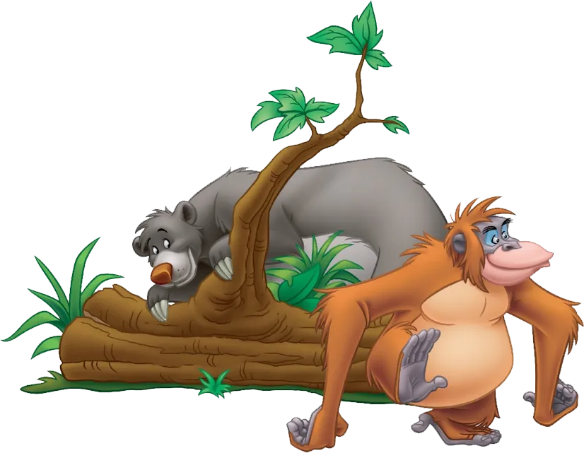 Mowgli swinging on a vine, playful pose, transparent png